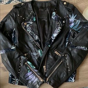 Size small BLANKNYC leather jacket with floral